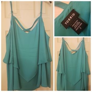 NWOT Torrid Georgette Chiffon Turquoise Tank